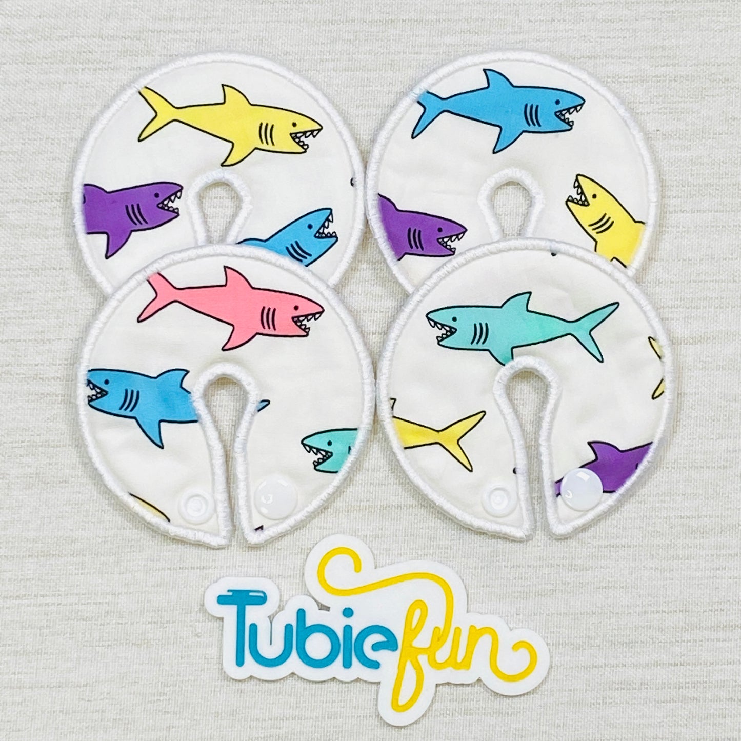Button Pad Cover Large - Coloured Sharks
