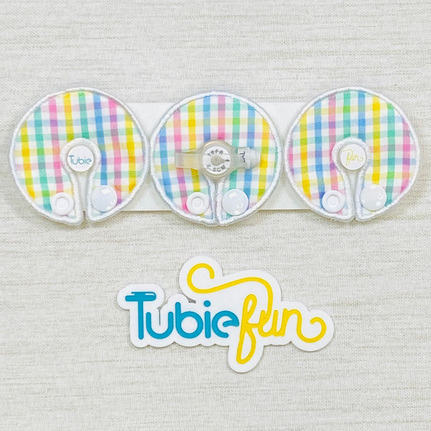 G-Tube Button Pad Cover - Coloured Gingham