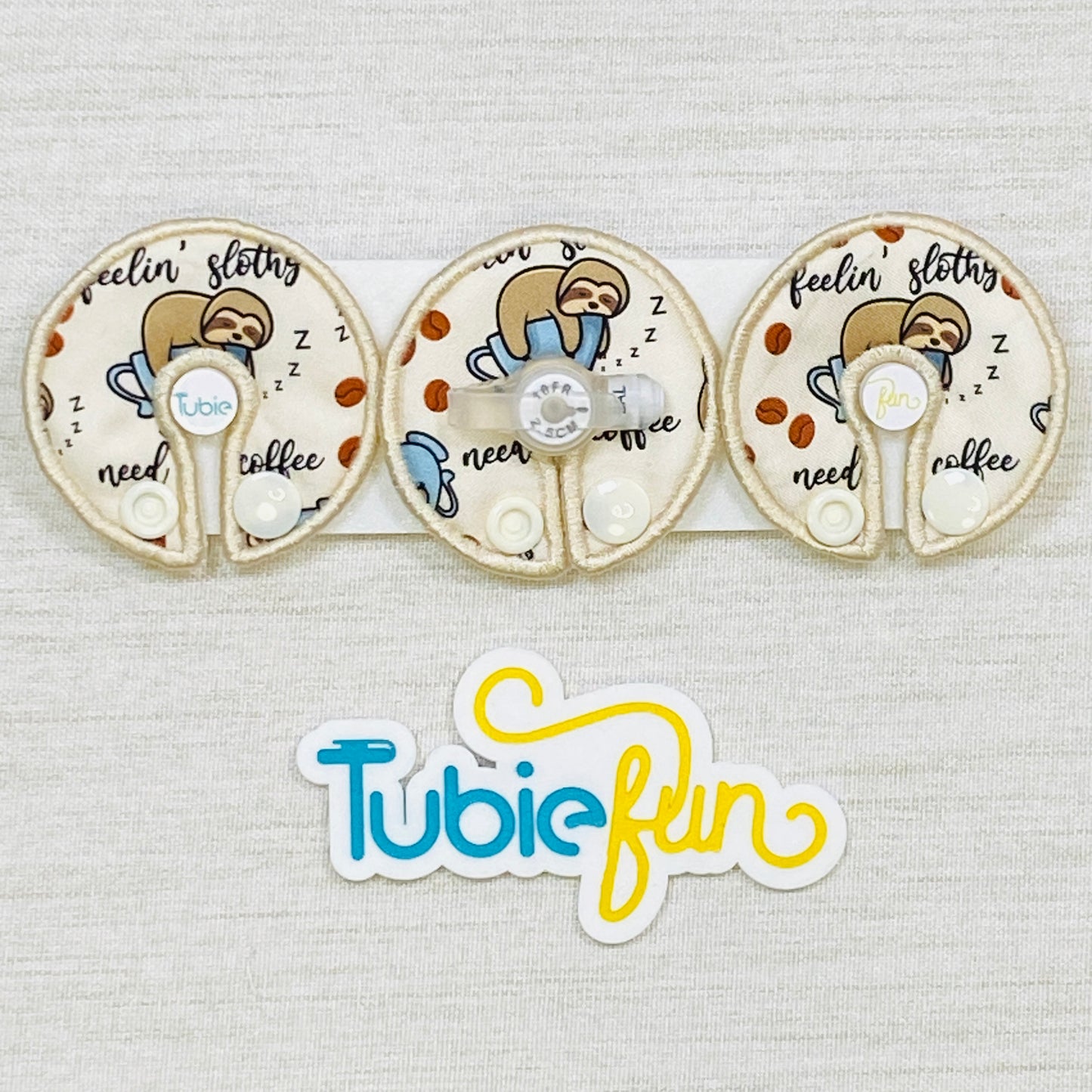 G-Tube Button Pad Cover - Coffee Slothy