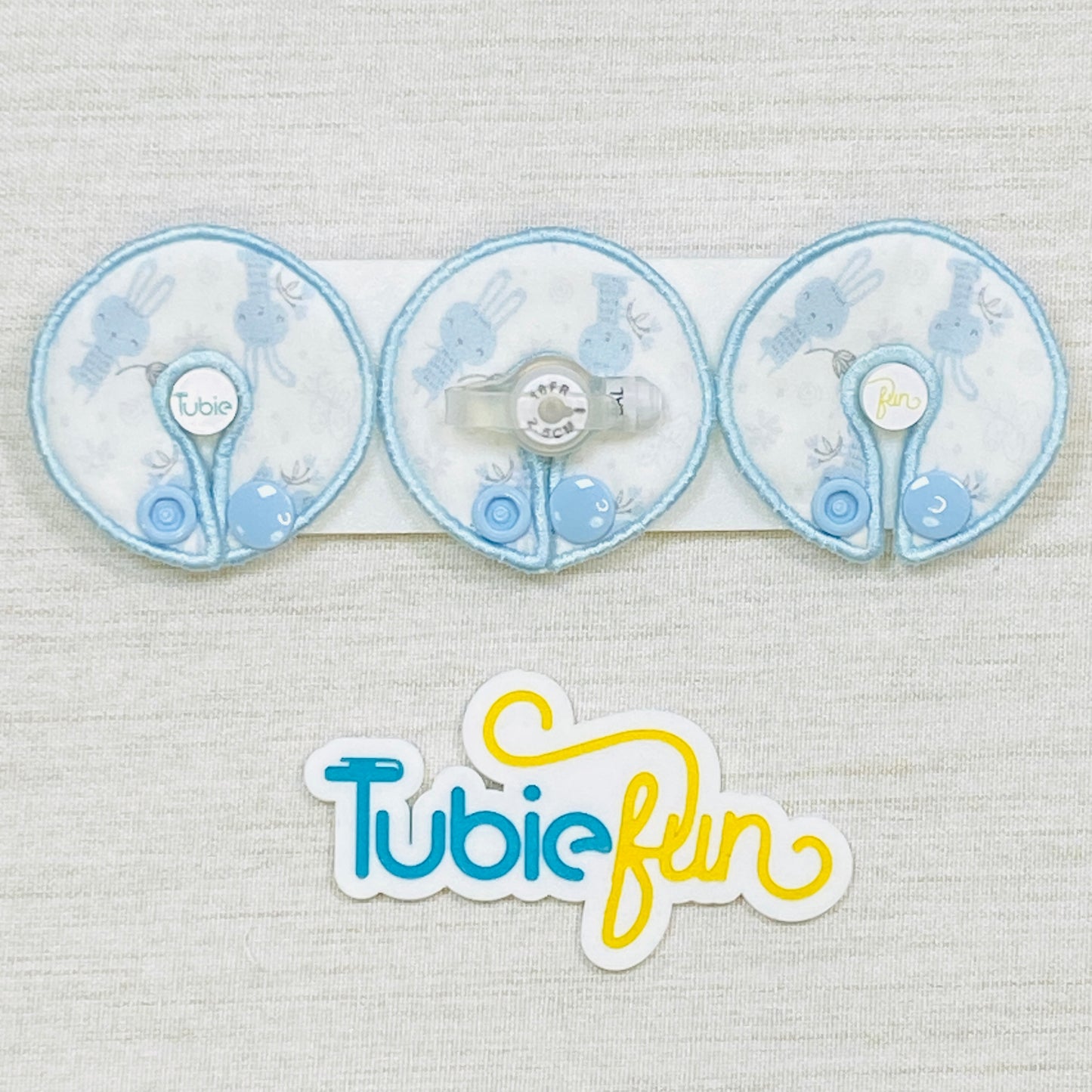 G-Tube Button Pad Cover - Blue Bunnies