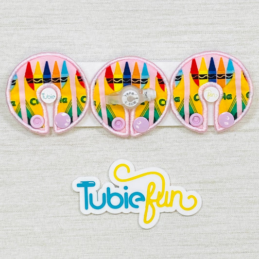 G-Tube Button Pad Cover - Pink Crayons