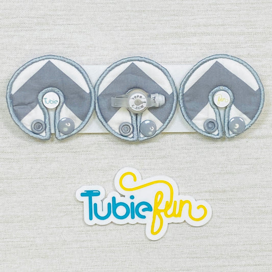 G-Tube Button Pad Cover - Grey Chevrons