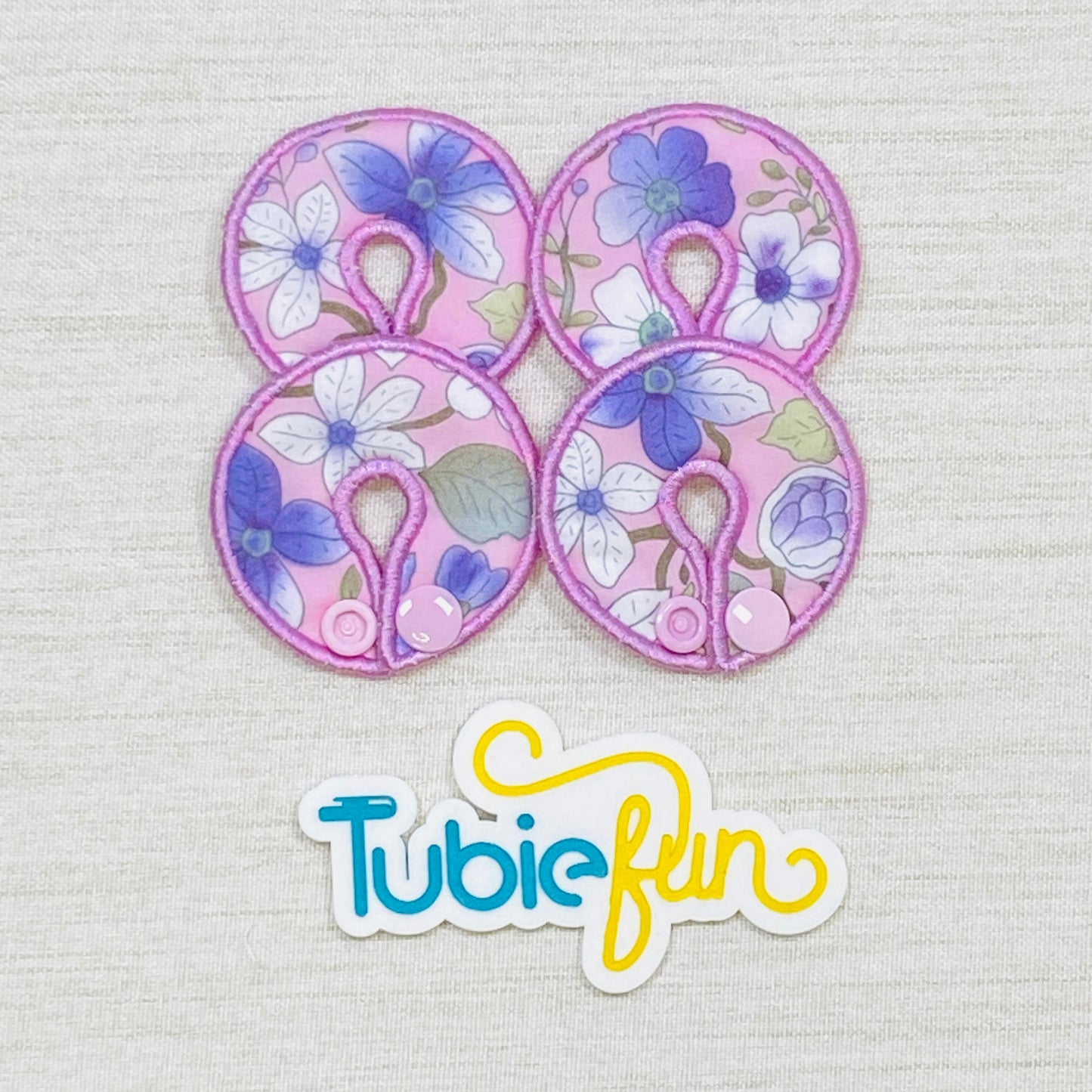 G-Tube Button Pad Cover - Purple Flowers
