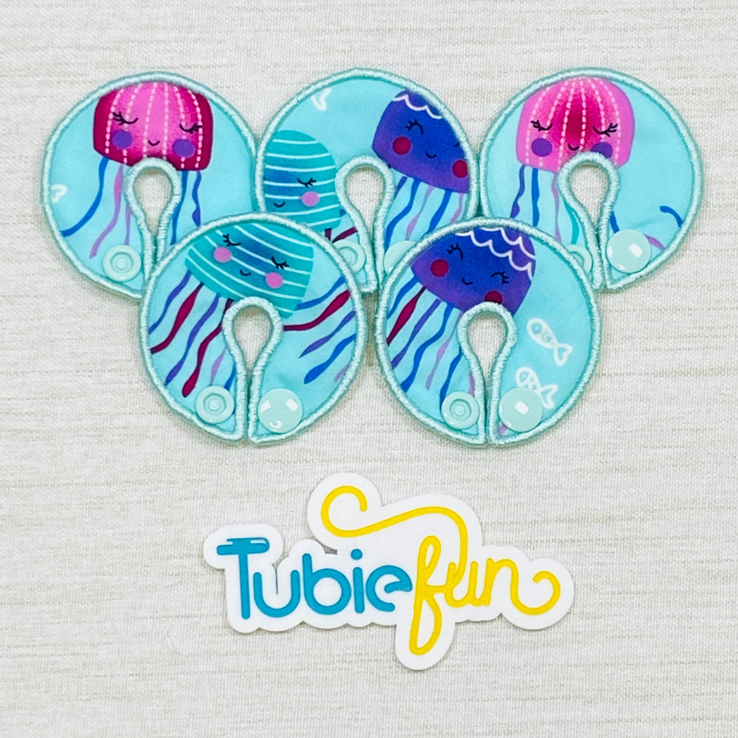 G-Tube Button Pad Cover - Coloured Jelly Fish