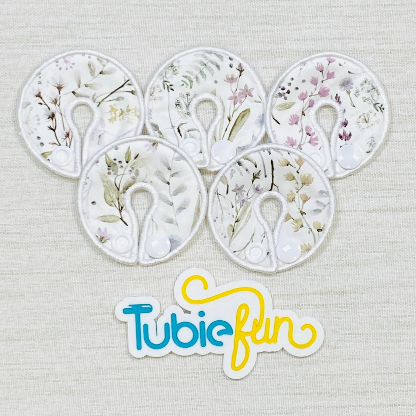 G-Tube Button Pad Cover - Pale Flowers