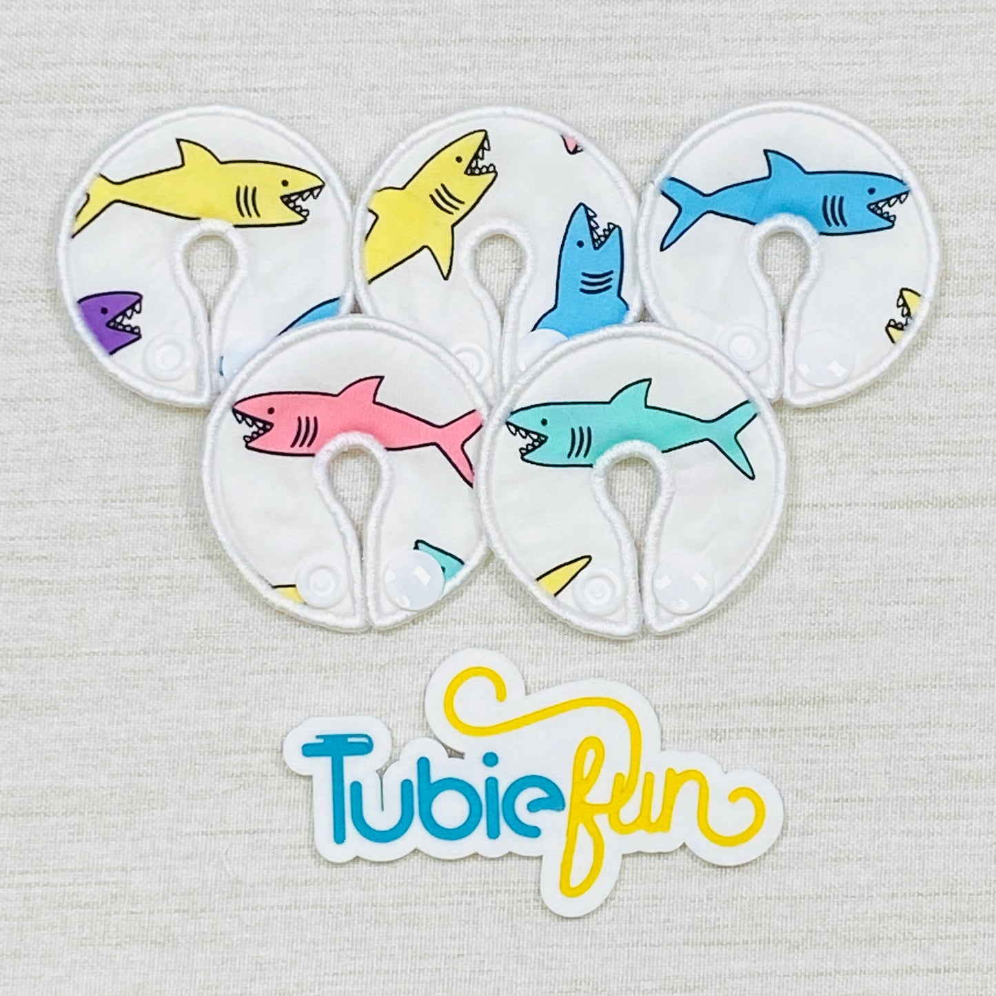 G-Tube Button Pad Cover - Coloured Sharks