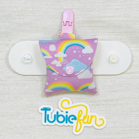 Neoprene Tubing Pouch - Rainbows on Purple