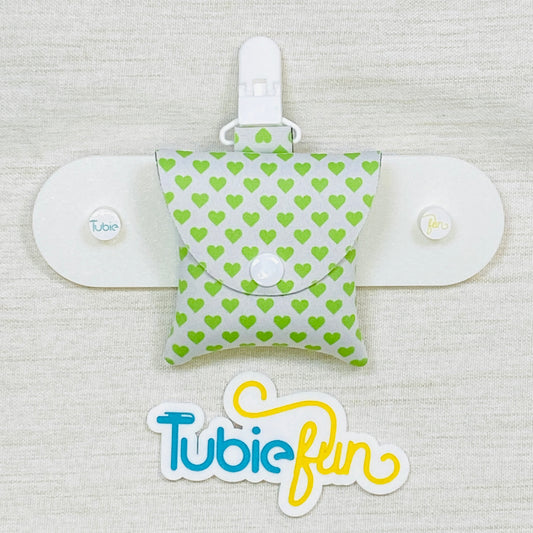 Neoprene Tubing Pouch - Green Hearts