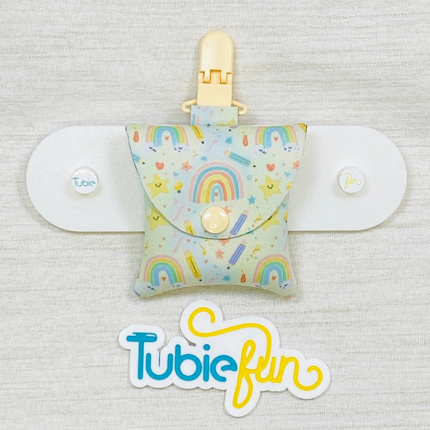 Neoprene Tubing Pouch - Rainbows and Drawing