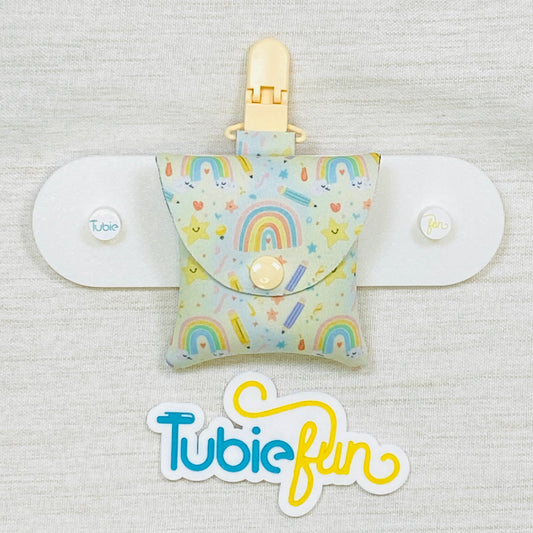 Neoprene Tubing Pouch - Rainbows and Drawing