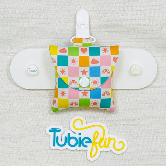 Neoprene Tubing Pouch - Sky Squares