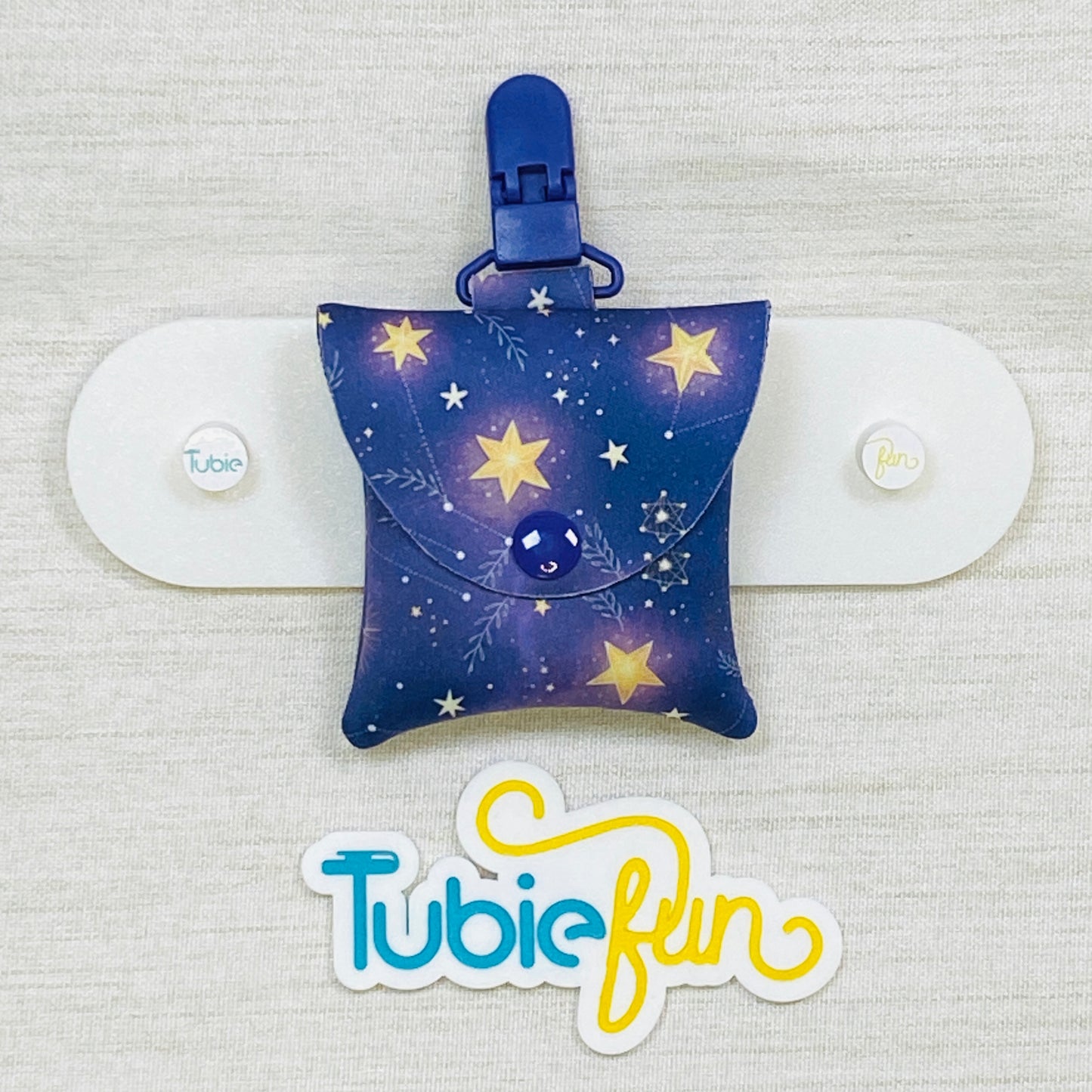 Neoprene Tubing Pouch - Stars on Purple