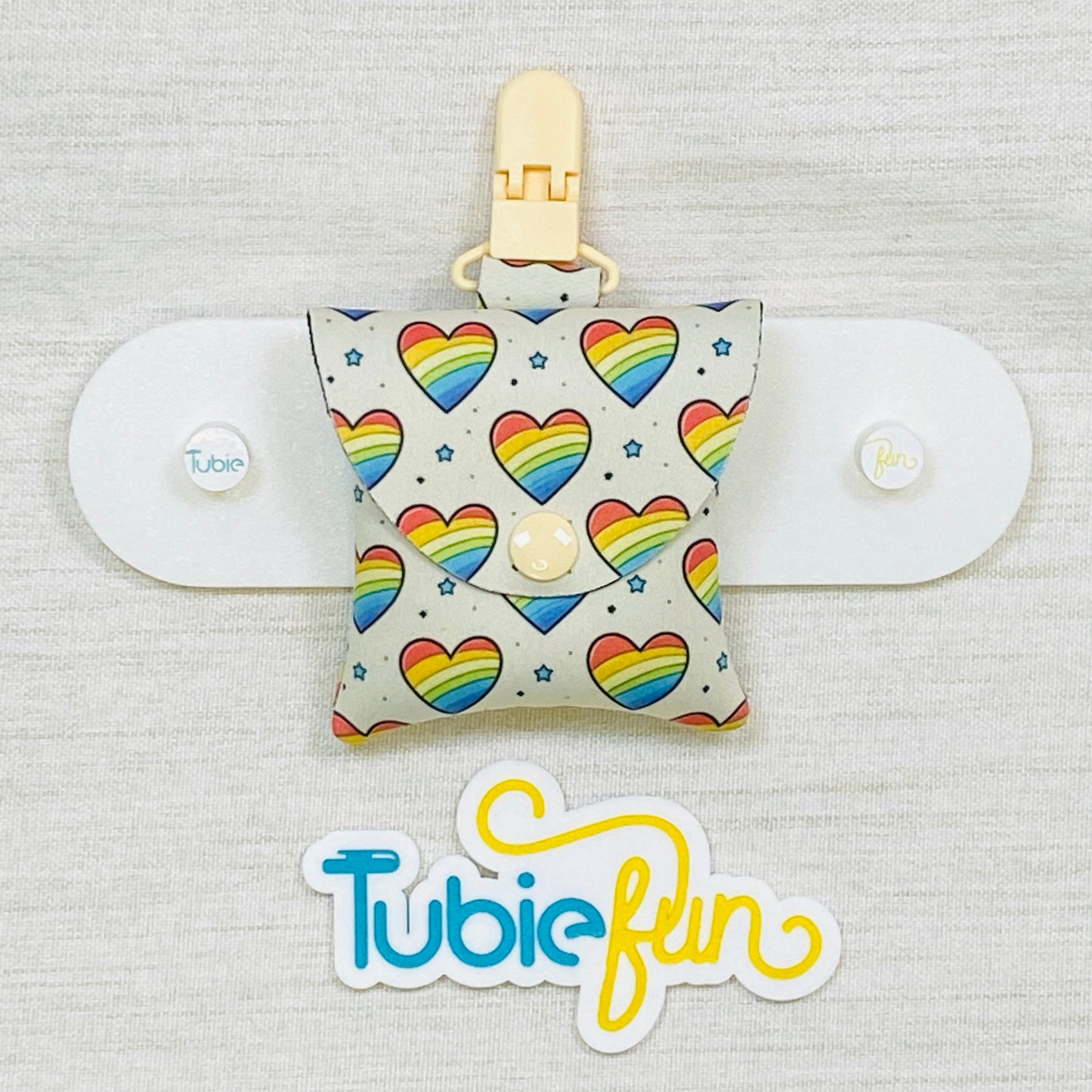 Neoprene Tubing Pouch - Rainbow Hearts