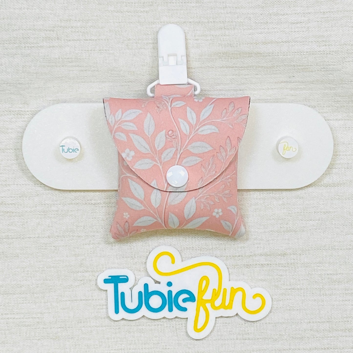 Neoprene Tubing Pouch - Vines on Pink