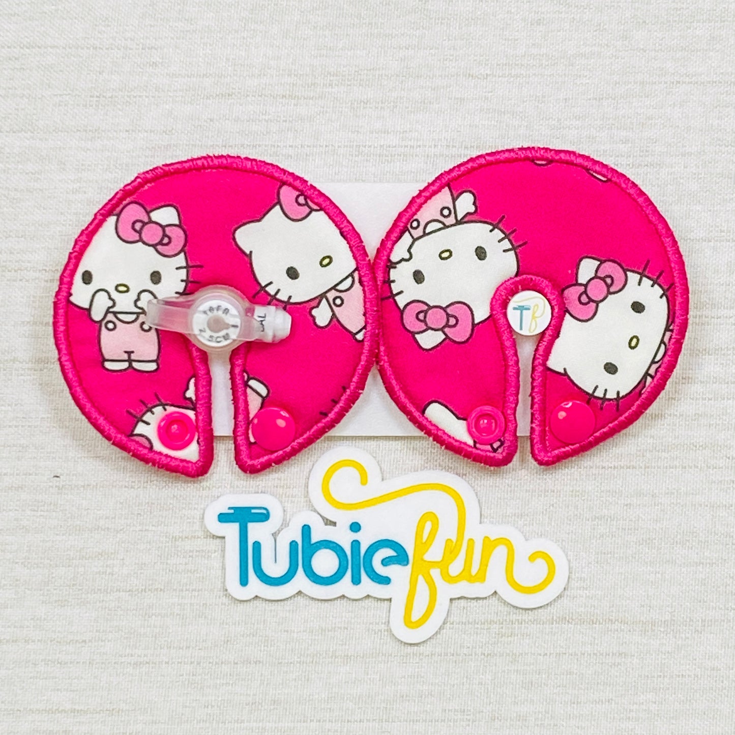 Button Pad Cover Large - Kitty on Pink