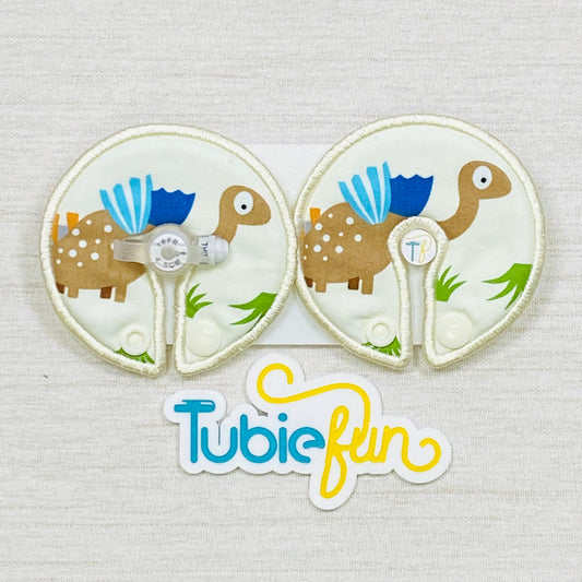 Button Pad Cover Large - Coloured Dinosaur on Cream