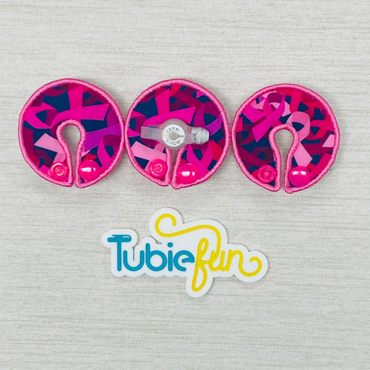 G-Tube Button Pad Cover - Pink Ribbons