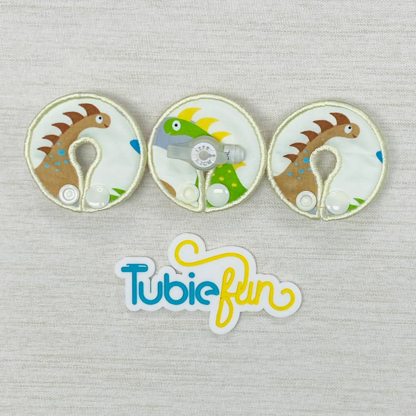 G-Tube Button Pad Cover - Dinosaur on Cream