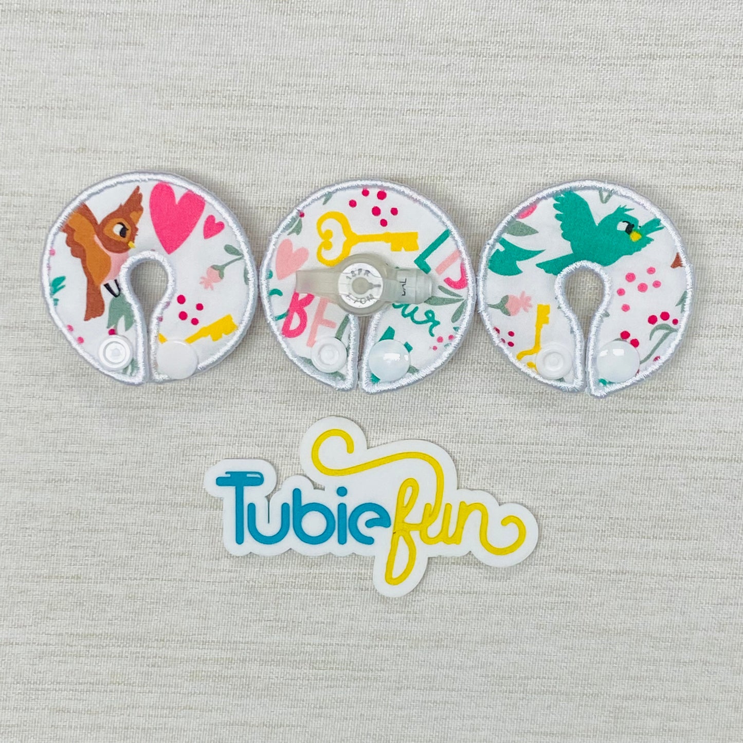 G-Tube Button Pad Cover - Birds and Flowers