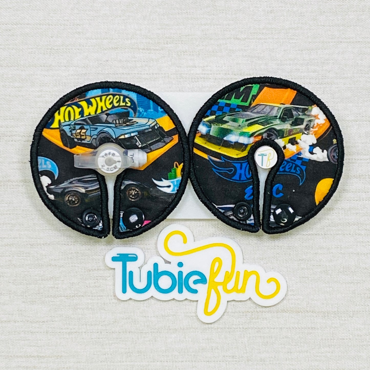 Button Pad Cover Large - Hot Racing Cars on Black