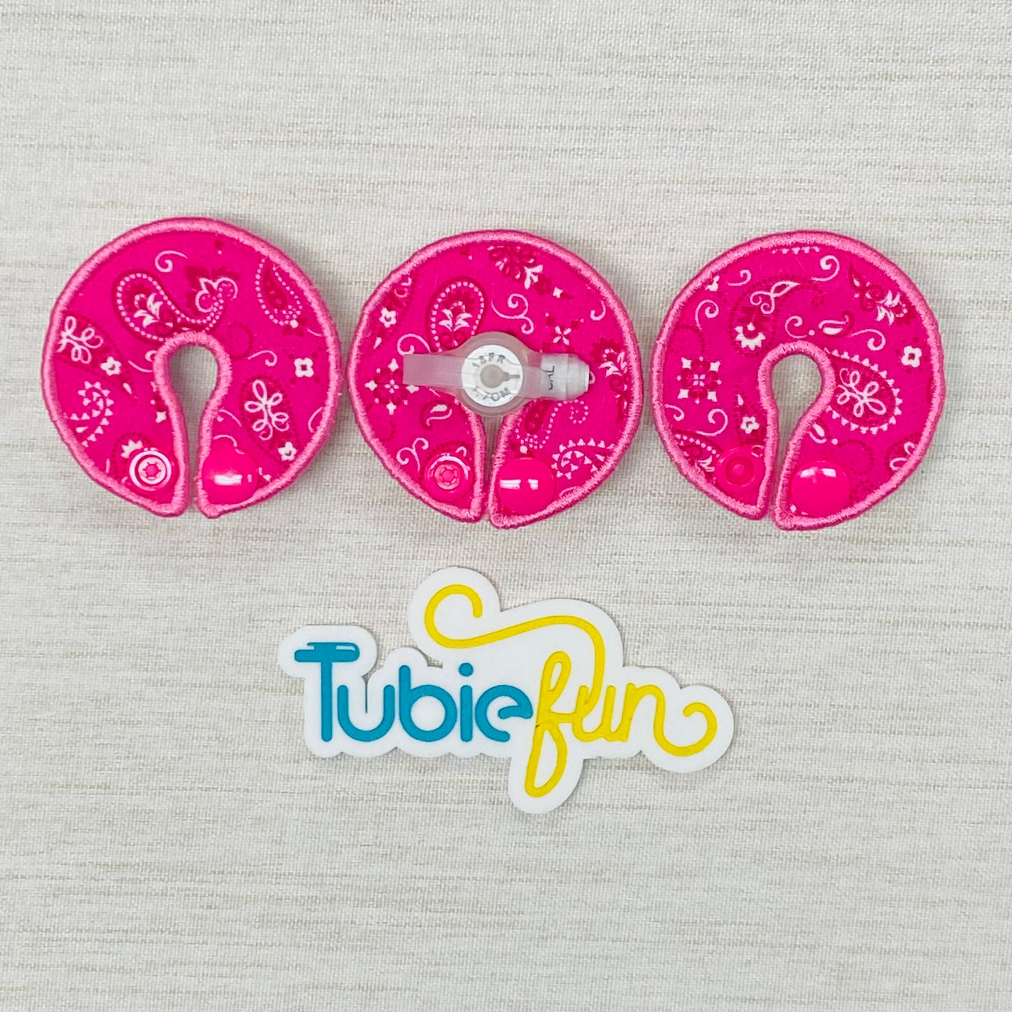 G-Tube Button Pad Cover - Pink Paisley