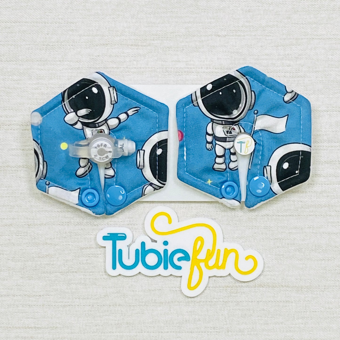 Hexagon G-Tube Button Pad Cover - Dabbing Astronaut