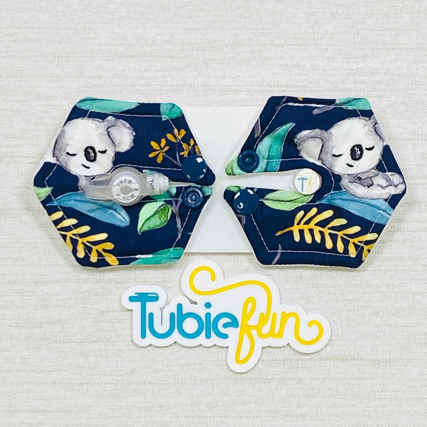 Hexagon G-Tube Button Pad Cover - Sleeping Koalas