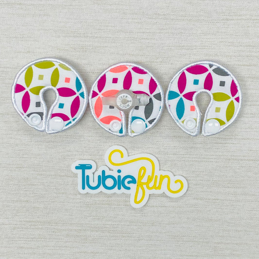 G-Tube Button Pad Cover - Coloured Shapes on White