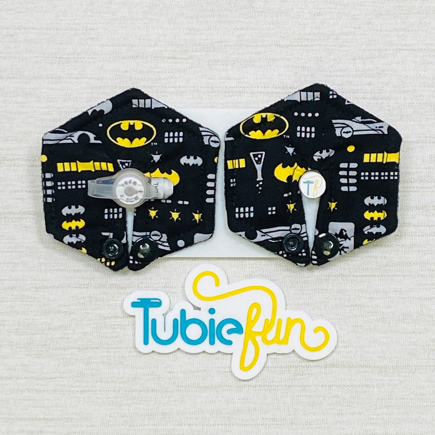 Hexagon G-Tube Button Pad Cover - Bat Symbols