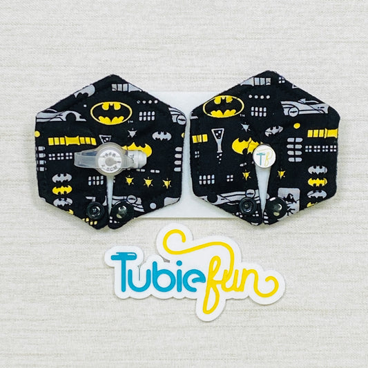 Hexagon G-Tube Button Pad Cover - Bat Symbols
