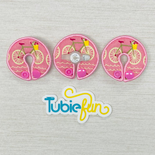 G-Tube Button Pad Cover - Bikes on Pink