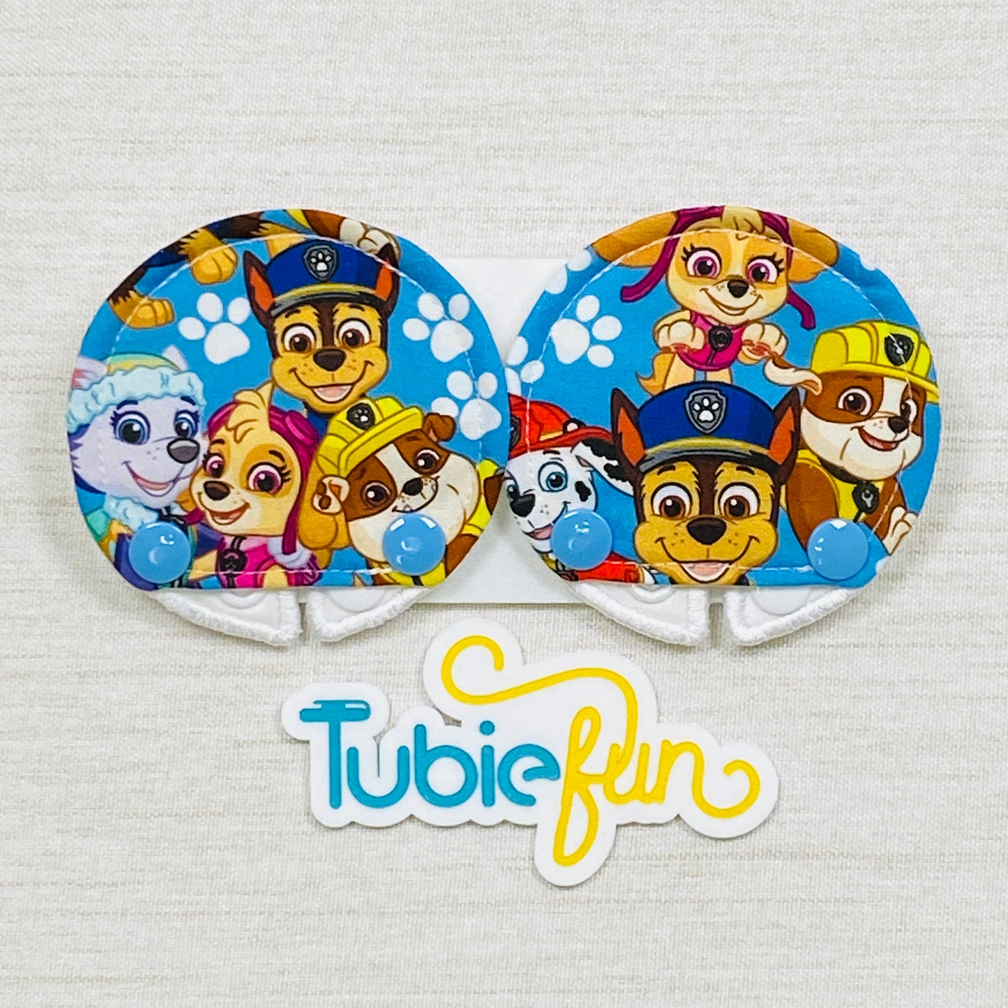 Covered Button Pad - Pup Patrol on Blue