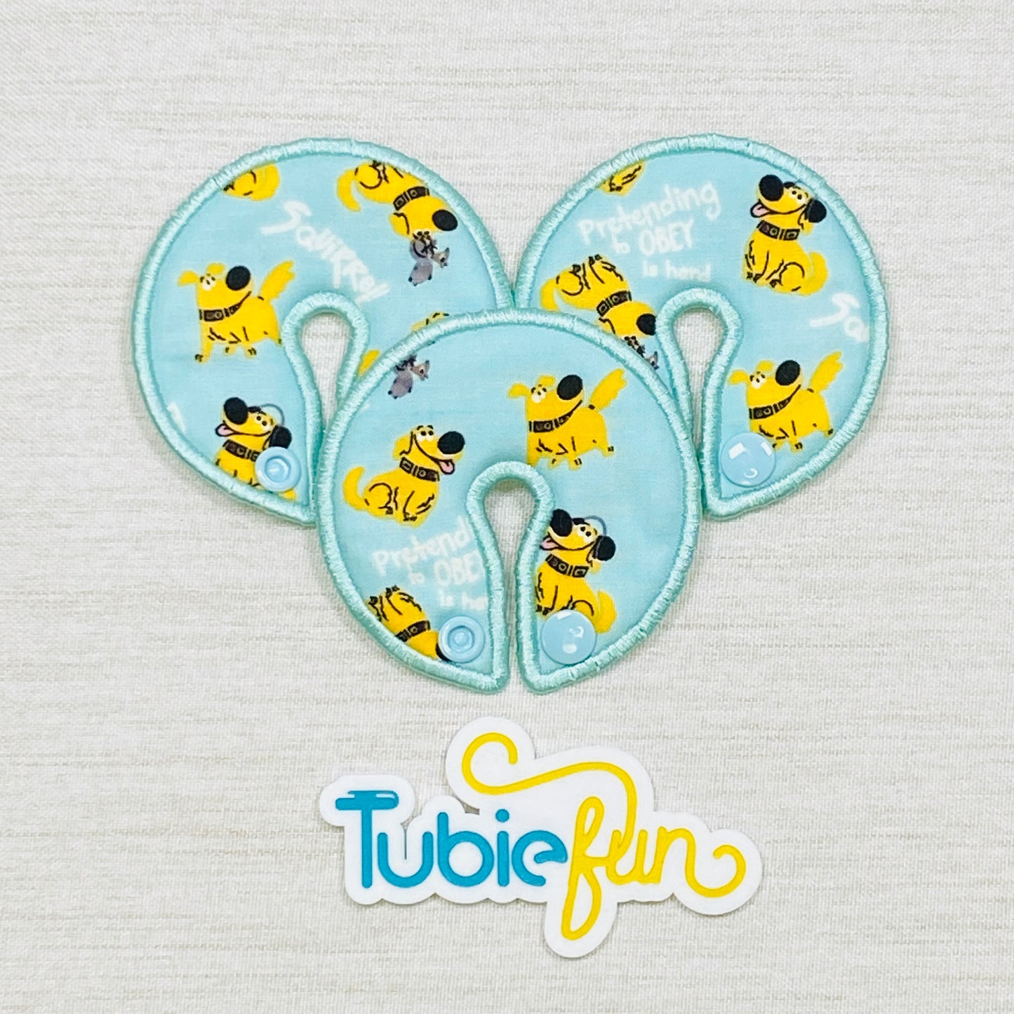 Button Pad Cover Large - Yellow Dog on Pale Blue