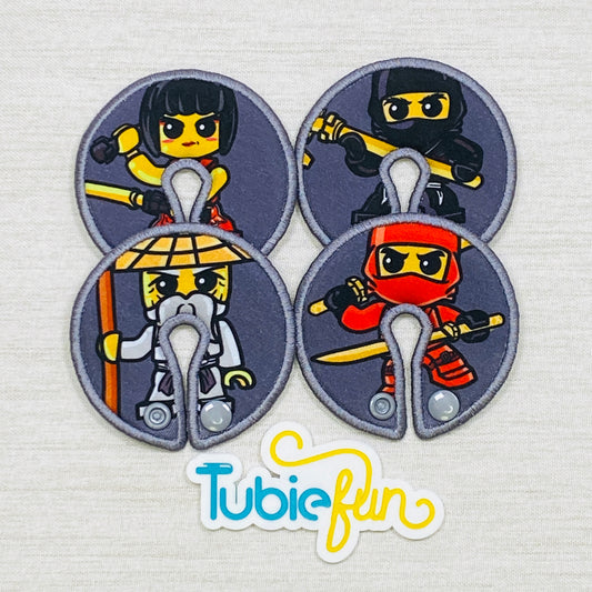 Button Pad Cover Large - Ninjas on Grey