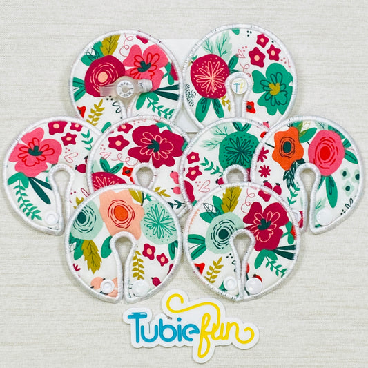 Button Pad Cover Large - Flowers on White