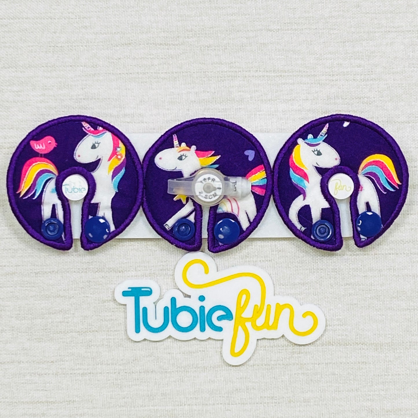 G-Tube Button Pad Cover - Unicorn on Purple