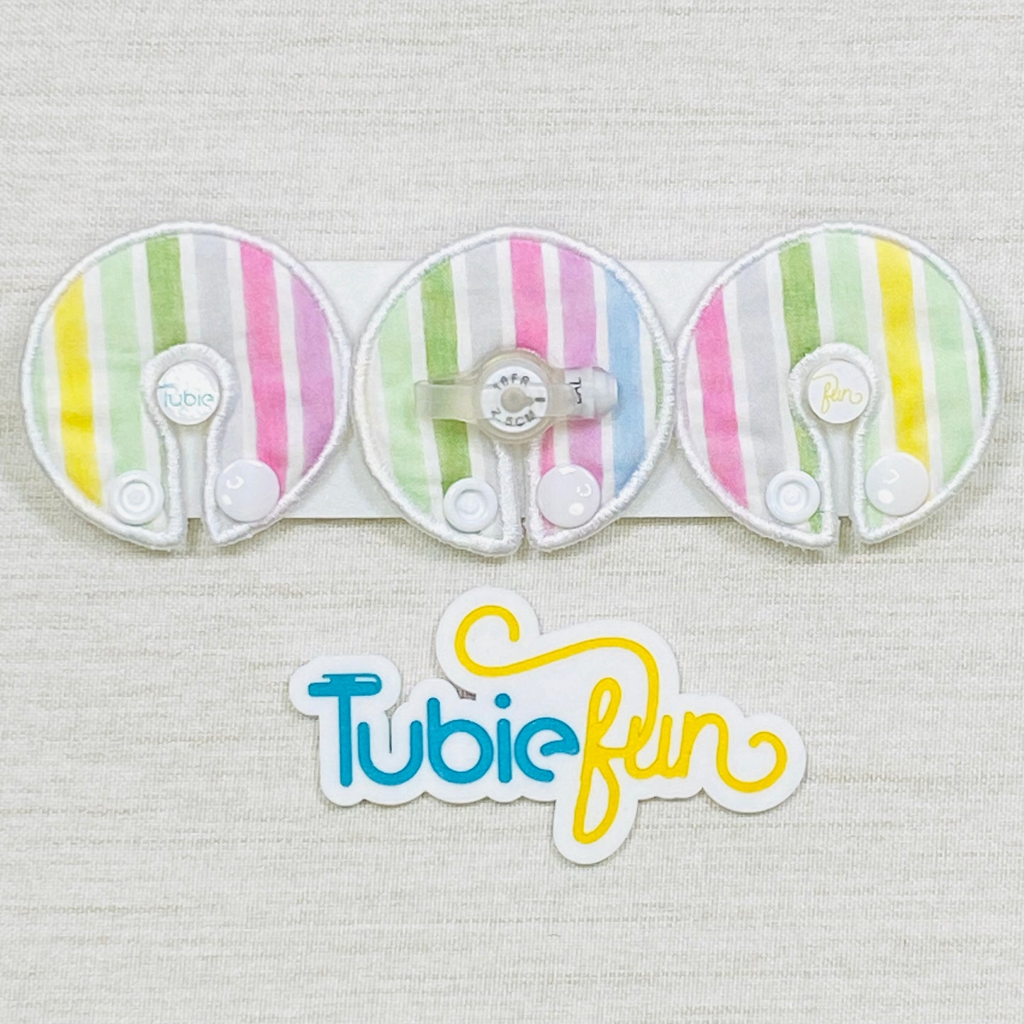 G-Tube Button Pad Cover - Pastel Stripes