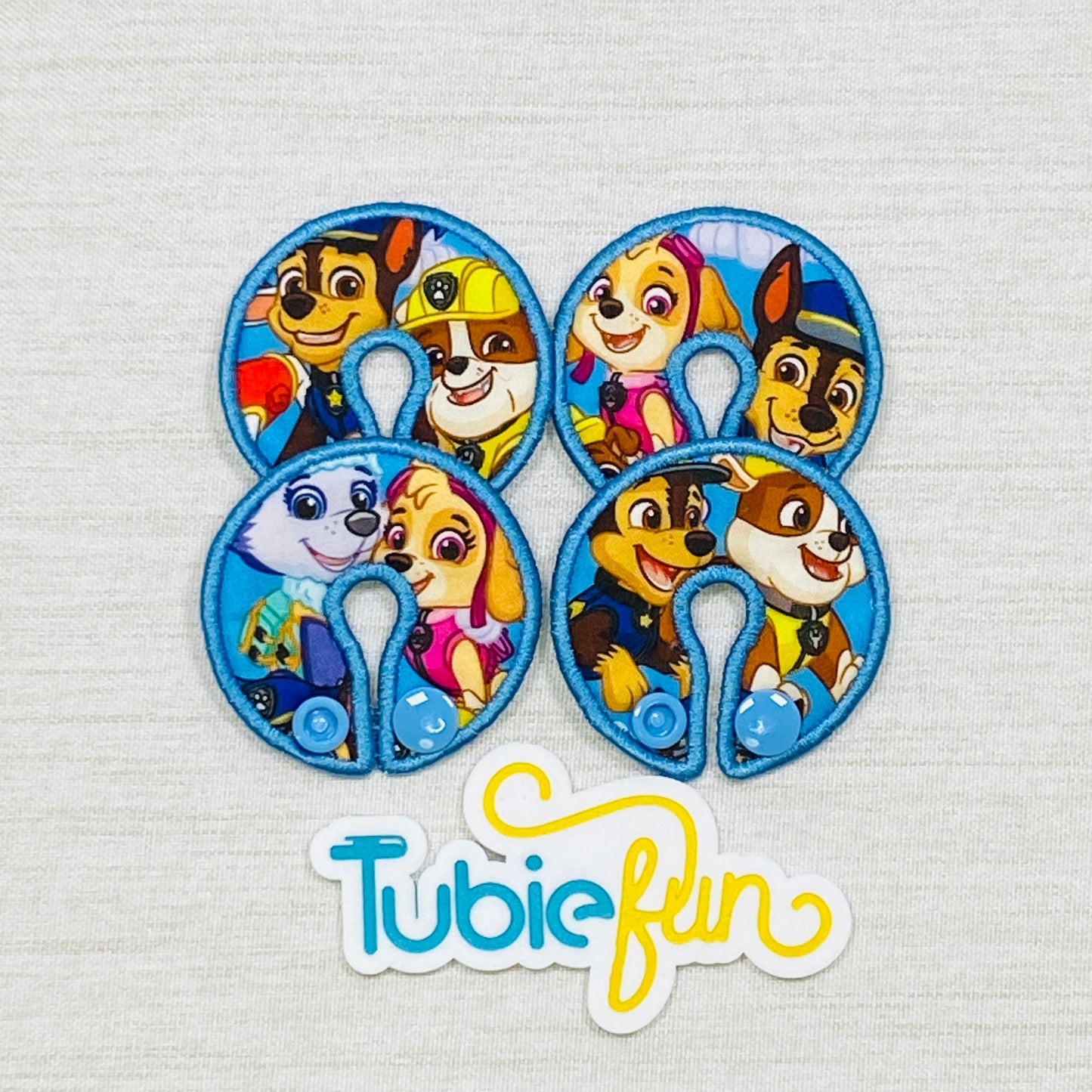 G-Tube Button Pad Cover - Pup Patrol on Blue