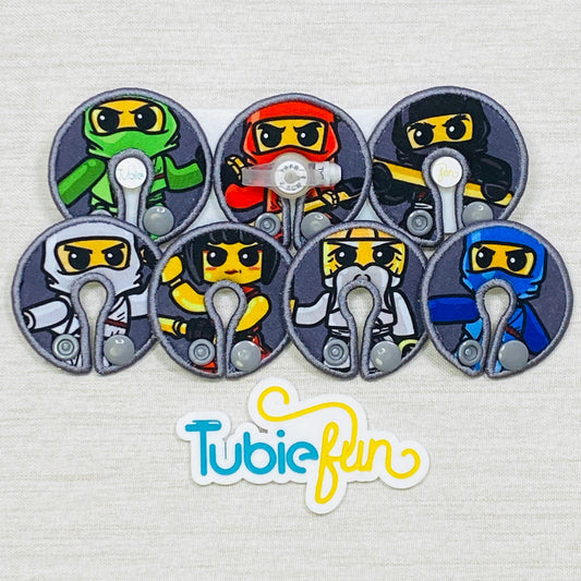G-Tube Button Pad Cover - Ninjas on Grey