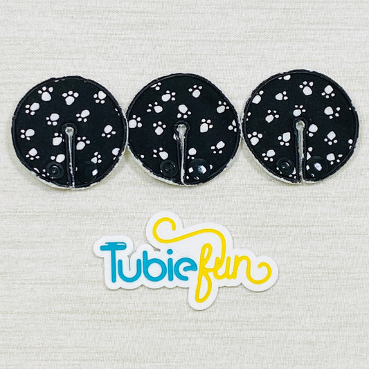 Chait Button Pad Covers -  White Paws on Black