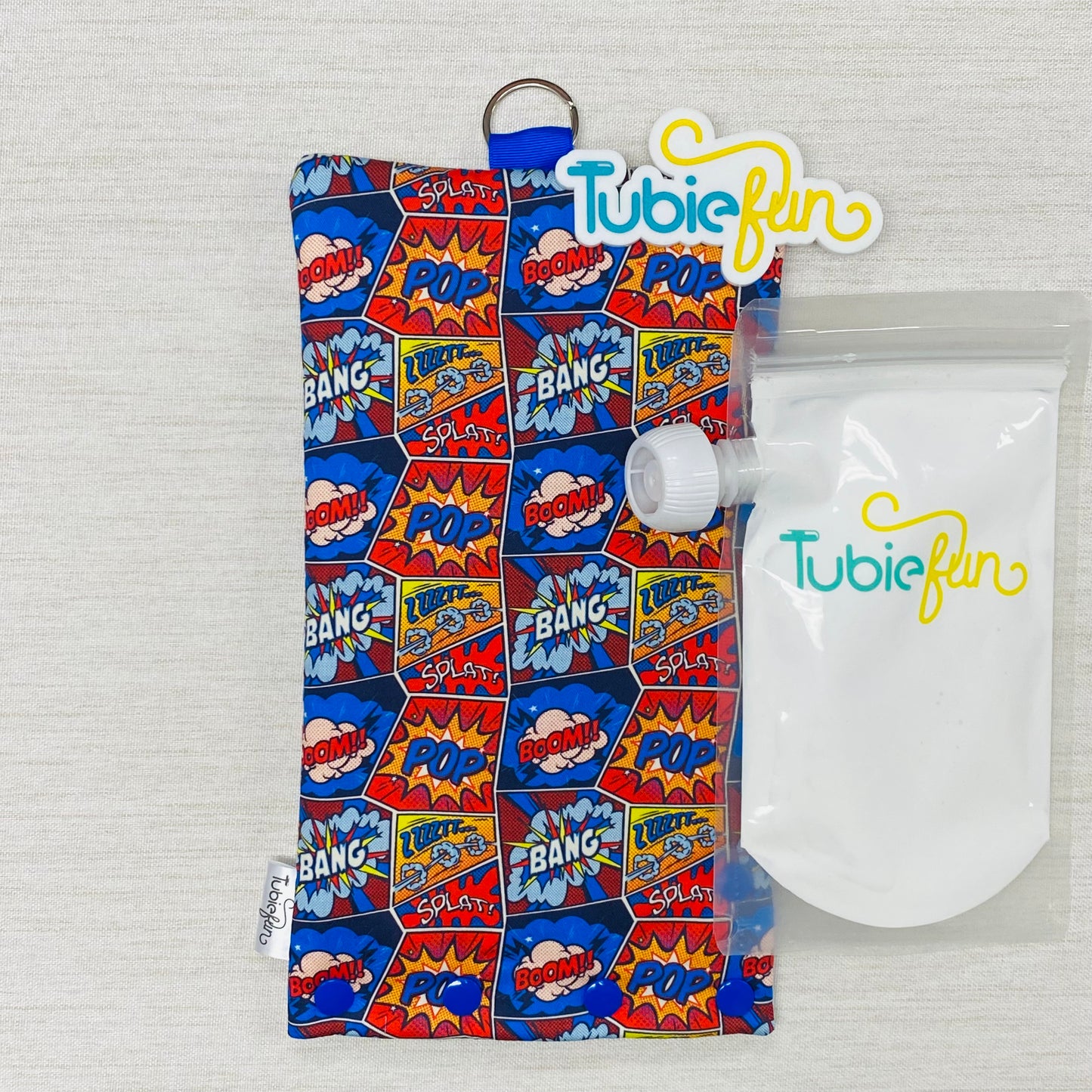 Insulated Milk Bag Suitable for Tubie Fun Reusable Pouches - Comic Words