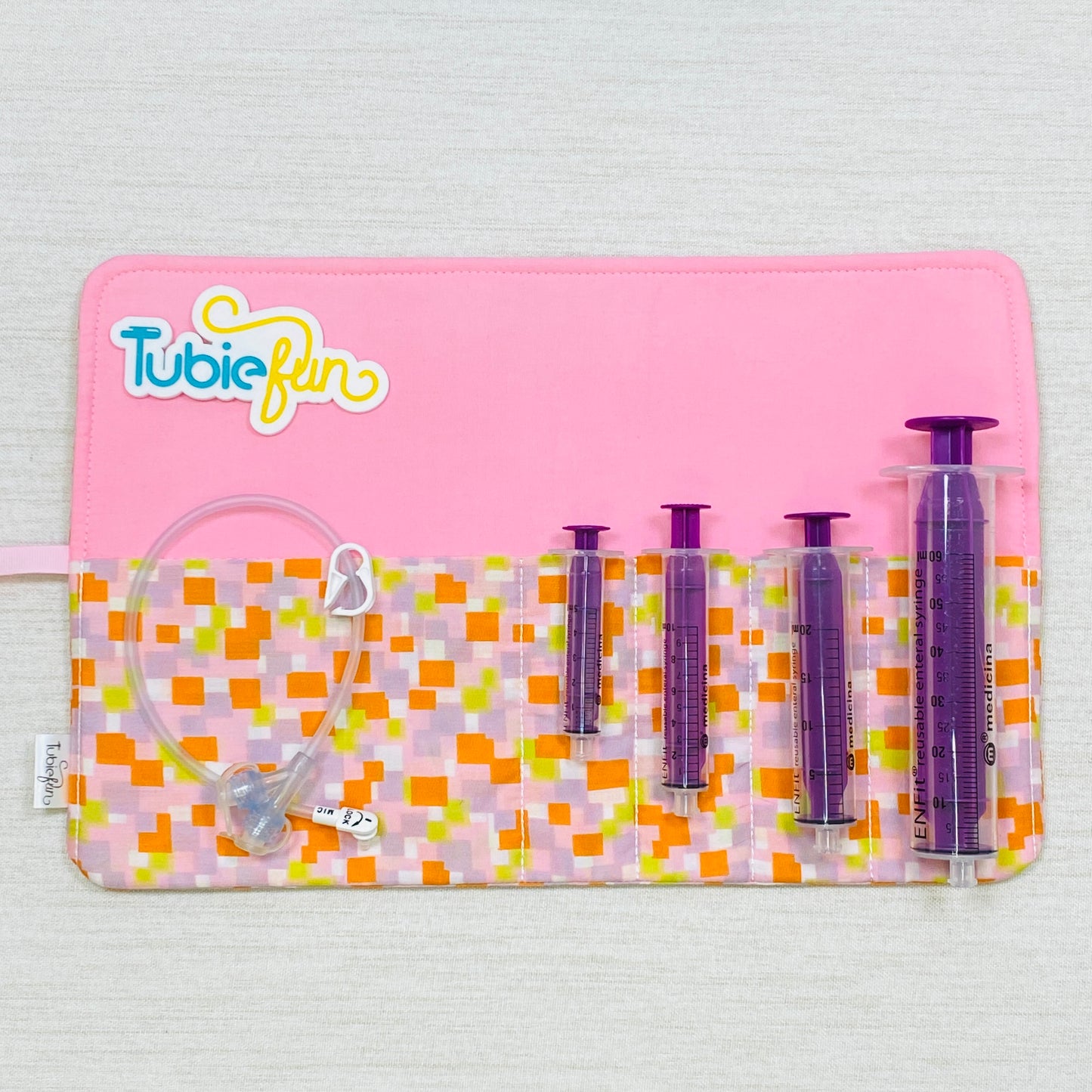 Syringe Roll - Pink and Orange Squares