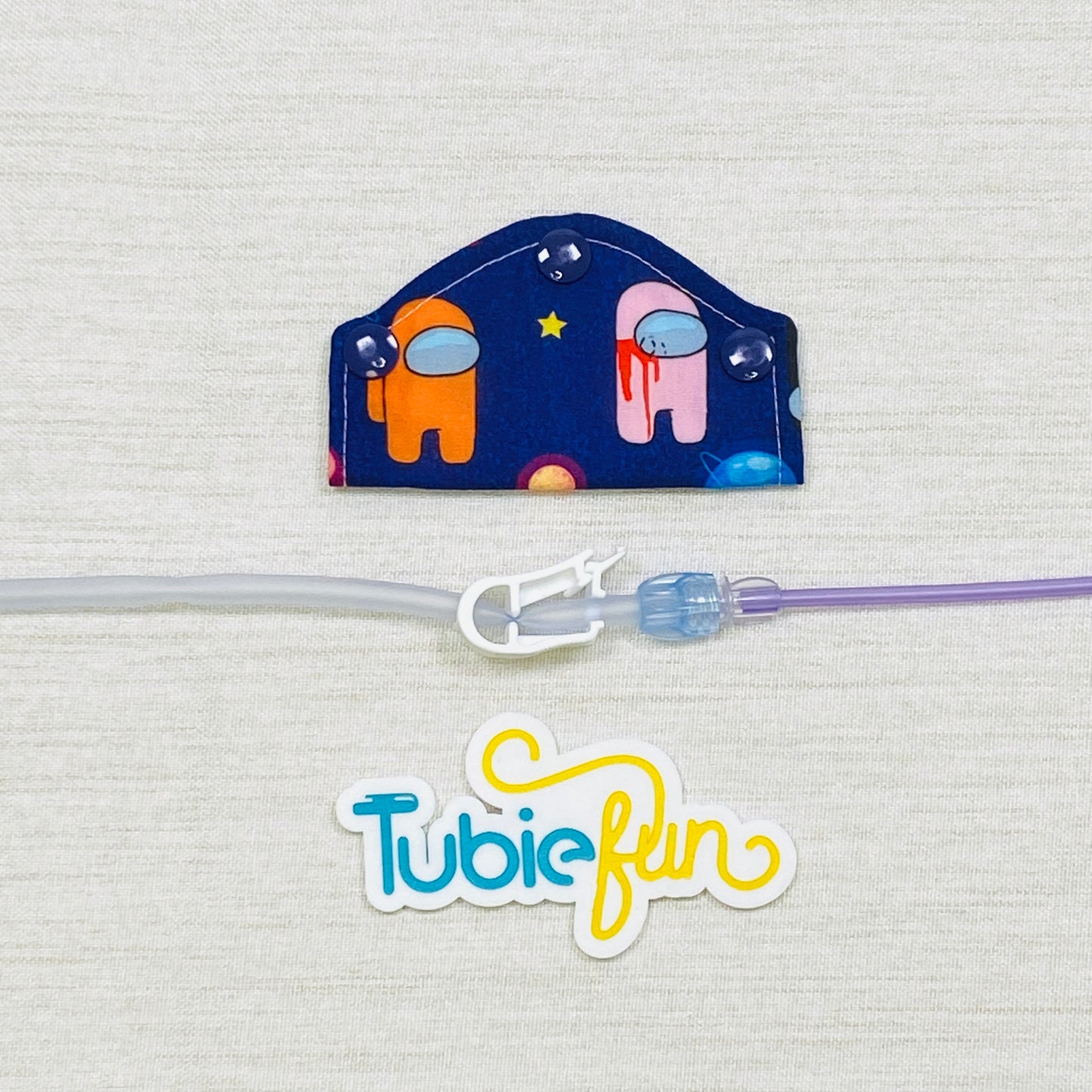 Feeding Tube Mini Connection Cover - Hidden People on Purple