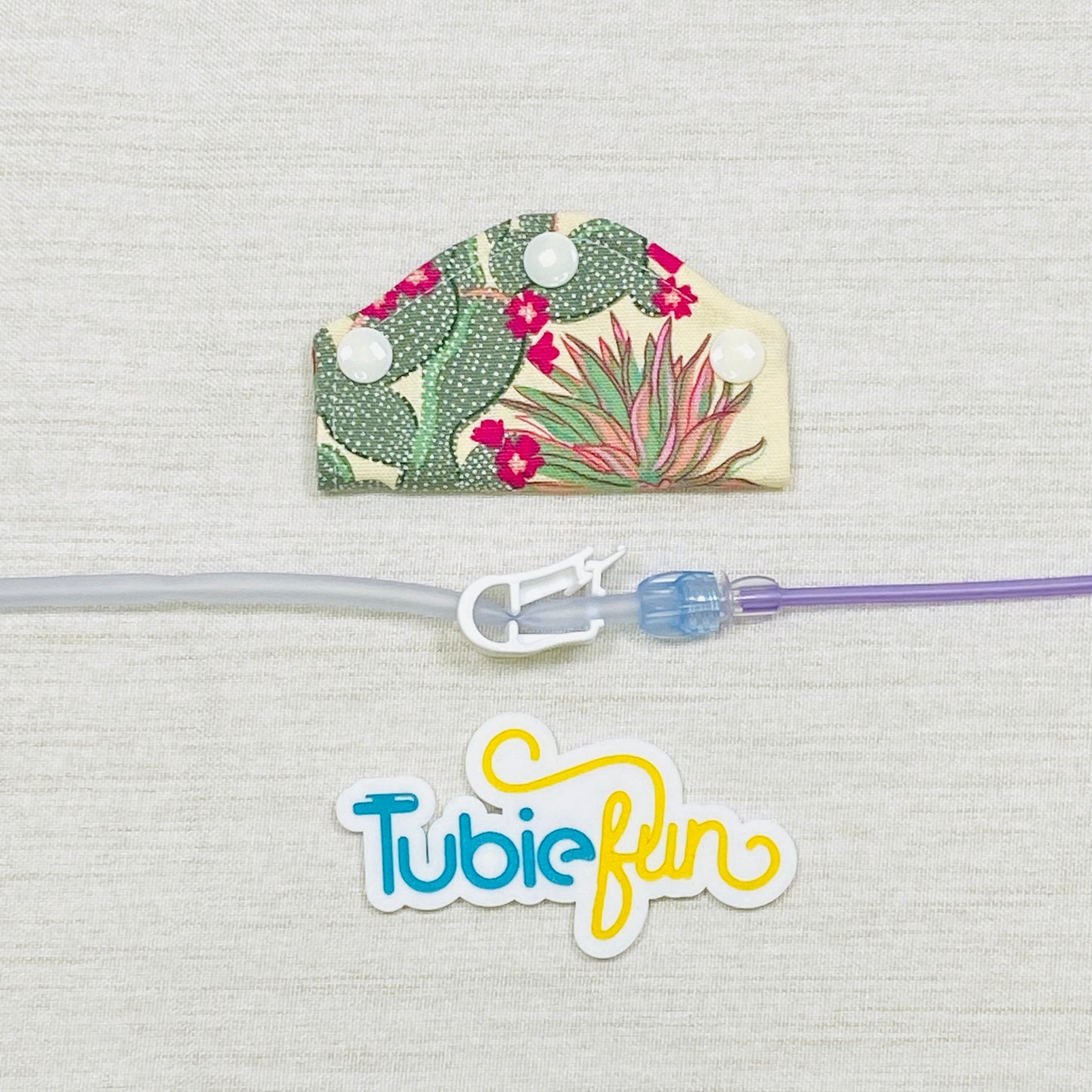 Feeding Tube Mini Connection Cover - Cacti on Cream