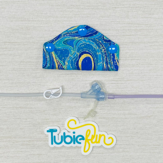 Feeding Tube Mini Connection Cover - Teal Swirls