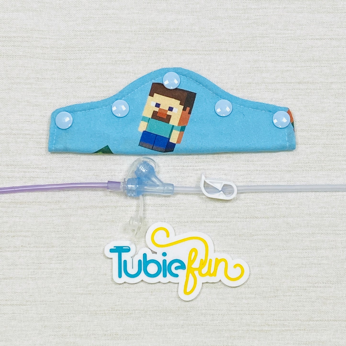 Feeding Tube Connection Cover - Brick People on Blue