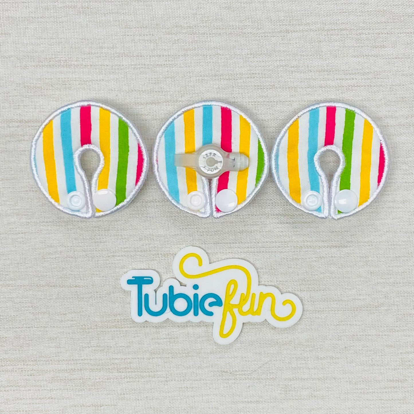 G-Tube Button Pad Cover - Coloured Stripes