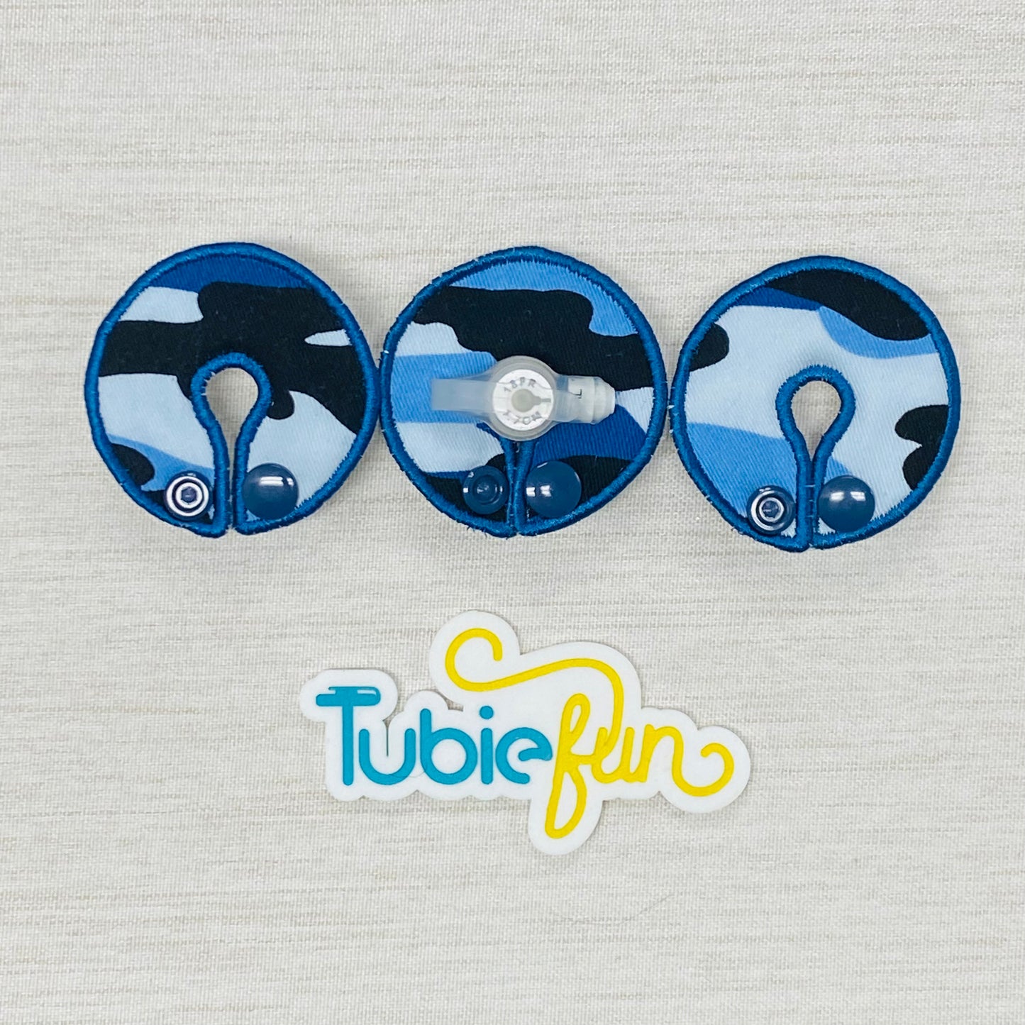 G-Tube Button Pad Cover - Blue Camo