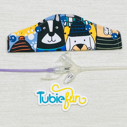 Large Feeding Tube Connection Cover - Dog Faces