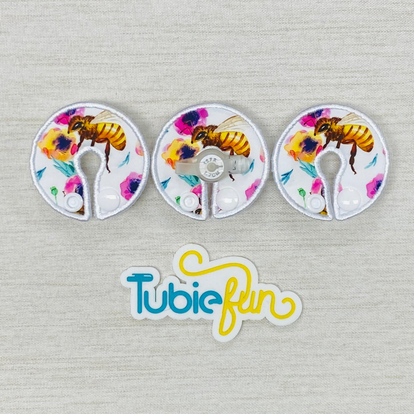 G-Tube Button Pad Cover - Bees and Flowers